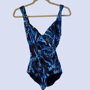 Jantzen Blue Floral Women's One Piece Swimsuit